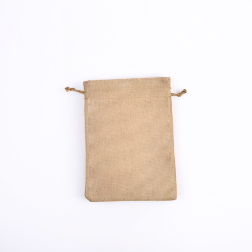 Front View of Linen Jute Drawstring Bag